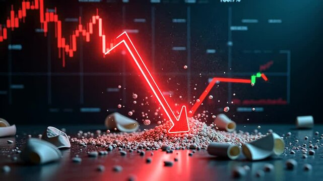 Falling stock market graph, economical crisis	