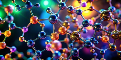 Low Light Microscopic View of Molecule Structure and Chemical Bonds