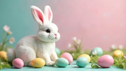 Adorable Easter bunny decoration, perfect for spring celebrations Pastel colors, fluffy tail , spring decor, home