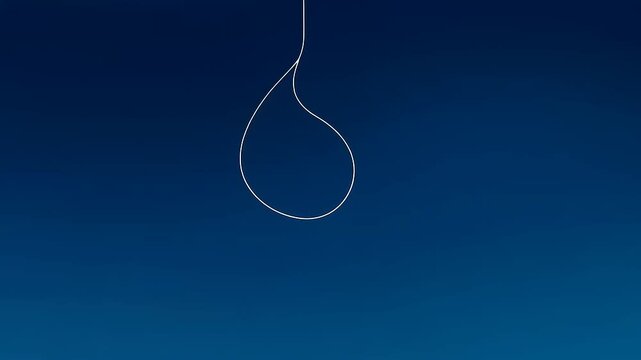 Single line drawing of a hanging water drop