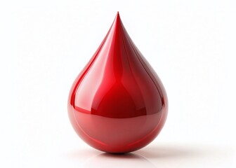 Obraz premium Macro Blood Drop, Single Red Blood Droplet on White, Medical Photography