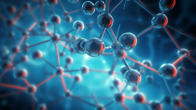 molecule or atom, Abstract structure for Science or medical background, 3d illustration, science, atom, abstract, chemistry, structure, blue, chemical, background