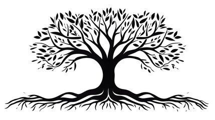 Obraz premium Root Silhouette Vector Symbol Icon Design - Professional Symbolic Tree Silhouette Concept