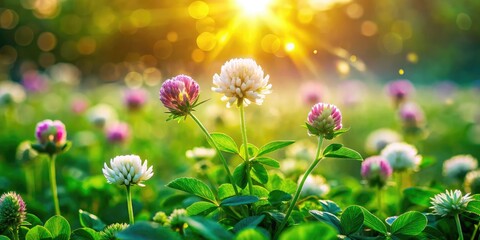 Vibrant Green Clover Floral Background, Nature Inspired Decorative Design, Spring Meadow Wallpaper