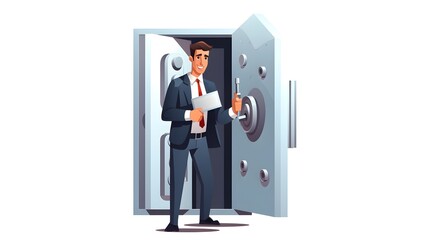 Professional Security Access Cartoon Vector Illustration for Usage in Business Presentations and Web Designs