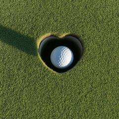heart-shaped hole cup and golf ball