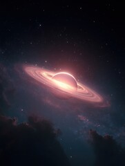 Majestic View of a Mysterious Planet Surrounded by Glowing Rings