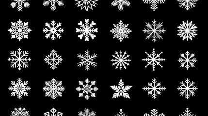 Set of 25 Ornamental White Snowflakes for Winter Designs and Decorations