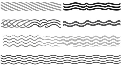 Professional Set of Abstract Wavy Horizontal Lines and Curvy Line Design