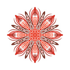Elegant Red Floral Mandala Design for Relaxation and Meditation