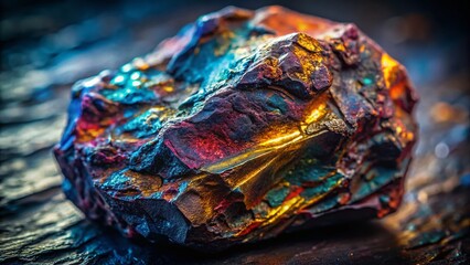 Macro Photography: Intricate Texture of a Hard Rock on Dark Grey Surface