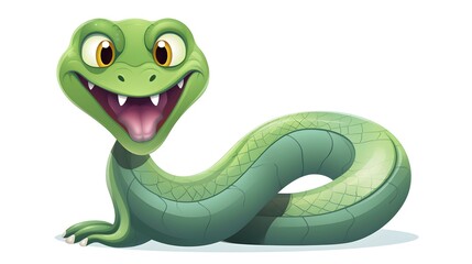 Fototapeta premium Vintage Cartoon Snake Illustration Isolated on White - Creative Retro Animal Design for Print and Digital Use