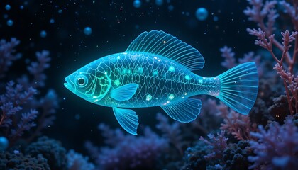 Fototapeta premium Luminous Fish in Underwater Paradise: A Digital Masterpiece
