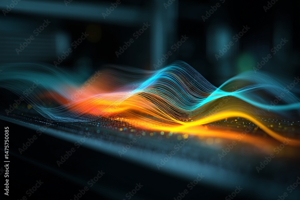 Aufkleber abstract representation of data streams in teal and orange