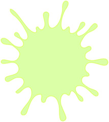 Splatter circle burst composed of rounded droplets radiating from a central spot in a circular configuration.