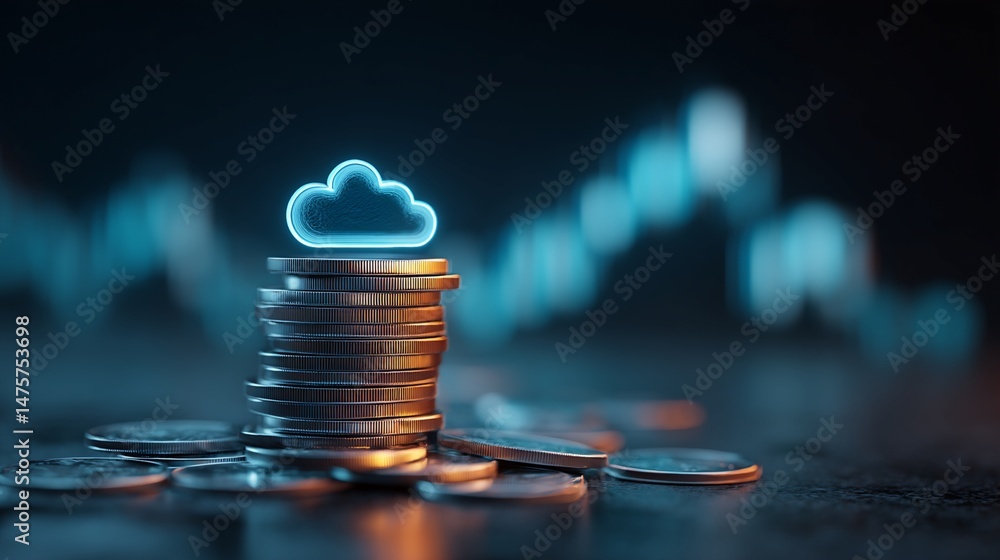Poster cloud computing cost and financial growth visualization
