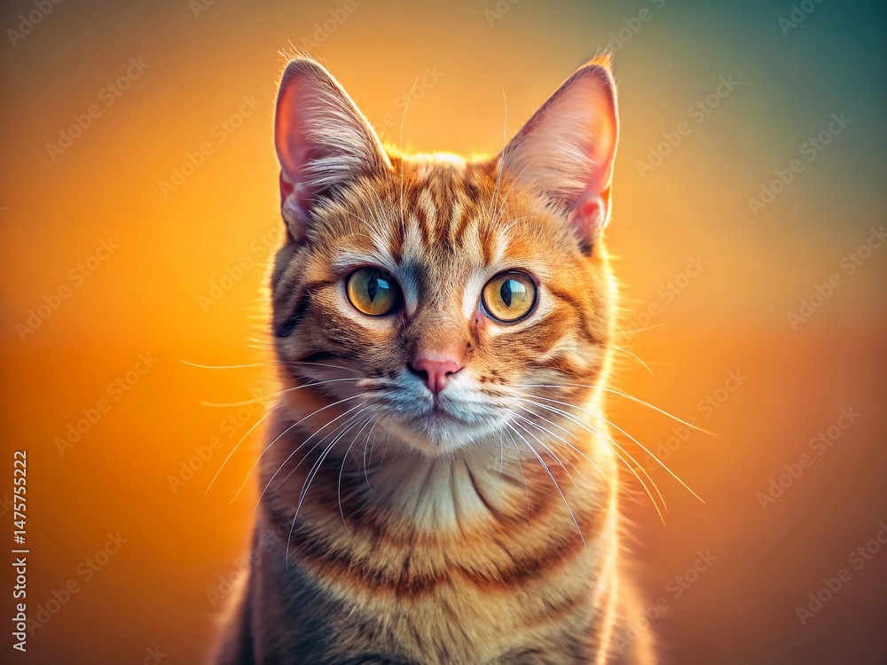 Poster minimalist cat portrait: elegant feline in simple setting