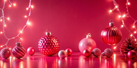 Minimalist Festive Pink & Red 2025 Illuminated Decorations