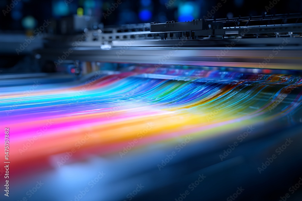 Poster large-format printing machine and multicolored ink streaks