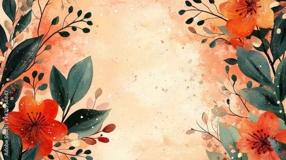 Poster translucent floral shapes create an evocative layered effect on a bright backdrop showcasing botanic