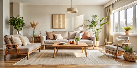 Modern Minimalist Living Room: Natural Light & Organic Textures