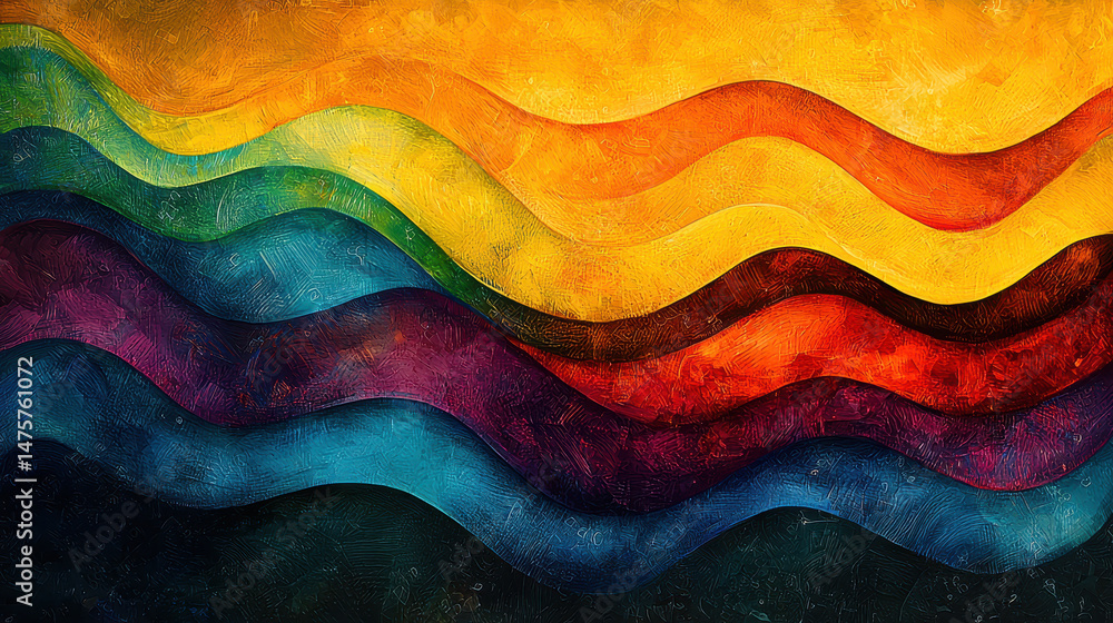 Poster layered abstract pattern with contrasting colors creates a dynamic and vibrant texture, displaying a
