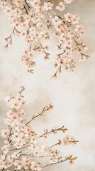Watercolor cherry blossom sakura painting