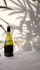 Chilled white wine in a tropical shade