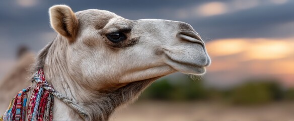 Obraz premium Close-up of a camel's head and neck