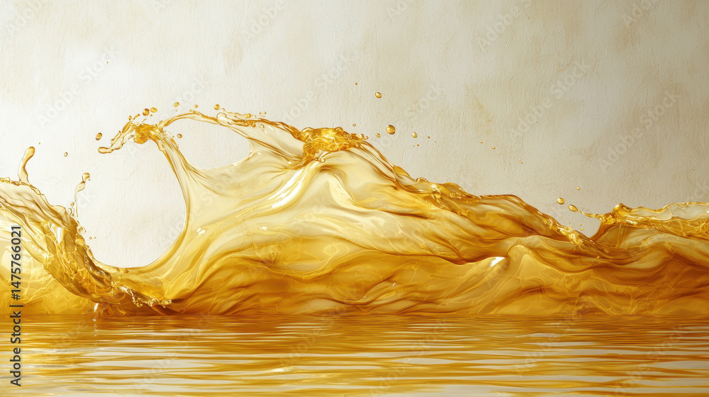 Poster mesmerizing fluid movement of golden ink dispersing in clear water creates dynamic liquid splash, a 