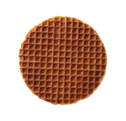 One tasty Dutch waffle isolated on white