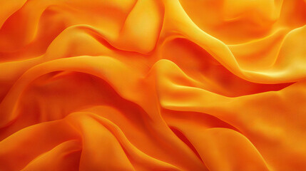 Obraz premium Elegant flowing orange fabric creates dynamic and soft shapes, highlighting the smooth texture and fluid movement of the textile with a vibrant and warm aesthetic.
