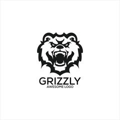 Obraz premium grizzly emblem logo design illustration 
