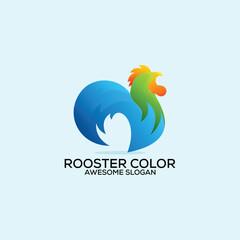 rooster gradient logo design illustration