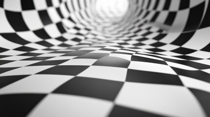 Naklejka premium Checkered tunnel perspective