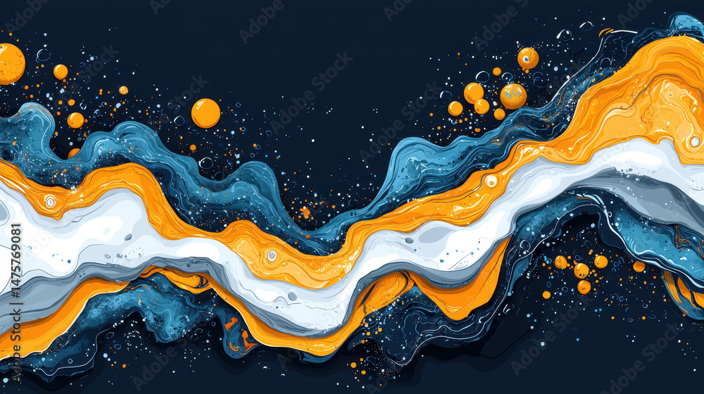 Poster dynamic abstract mural showcasing layers of color representing a zero, a vibrant and fluid digital a