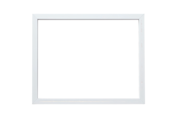 Minimalistic white square frame on transparent background