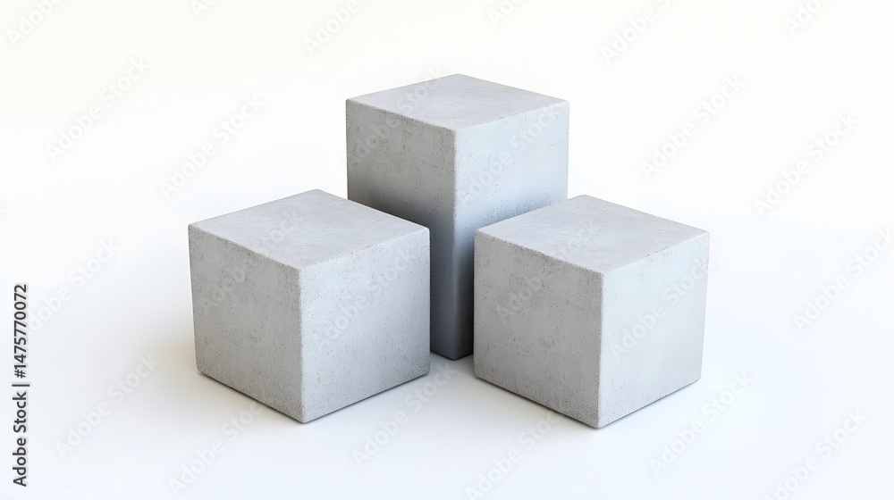 Aufkleber three light gray cube podiums arranged in a stack.