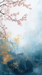 Watercolor cherry blossom sakura painting