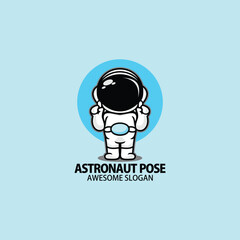 astronaut mascot logo cute design illustration