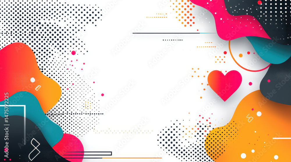 Poster a vibrant array of colorful geometric shapes playfully spirals, creating a dynamic and modern abstra