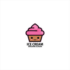 ice cream mascot logo cute design illustration
