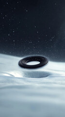 Black Ring Above Snowy Crater.