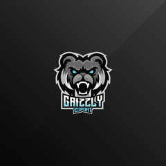 grizzly e-sport mascot gaming team logo vector