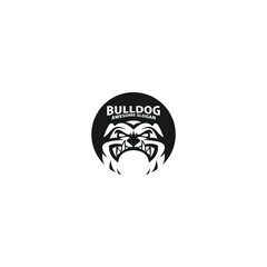 bulldog head emblem line logo design vector