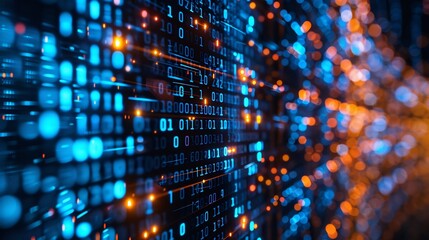 Digital security interface showcasing cyber law enforcement glowing matrix of legal codes