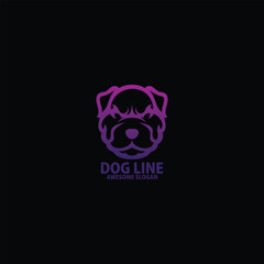 pitbull head emblem line logo design vector