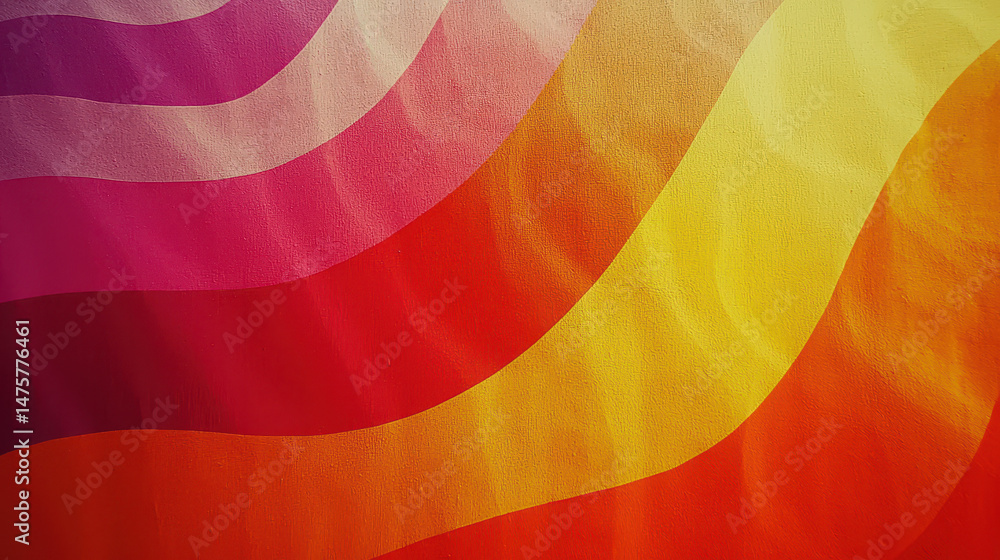 Poster colorful abstract fabric print with wavy lines suggesting creativity and artistic expression on text