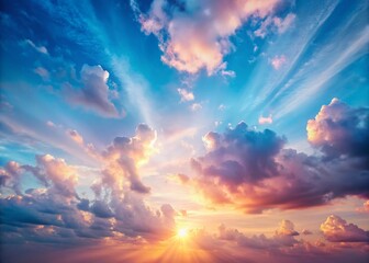 Fototapeta premium Serene Sunrise: Pastel Pink and Light Blue Morning Sky