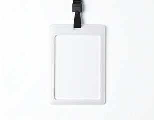Obraz premium Blank White Plastic Id Card With Black Lanyard On White Background